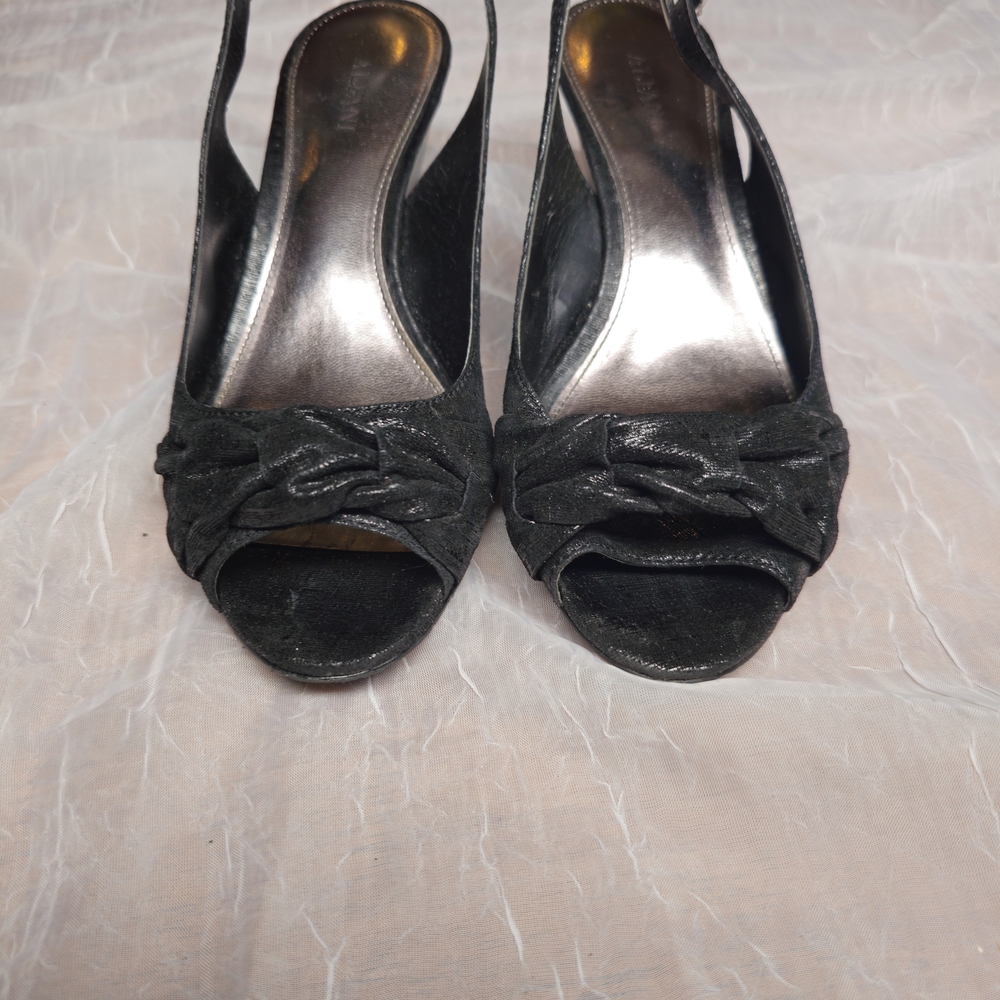 Alfani Black Peep-Toe Slingback Heels with Knotted Toe